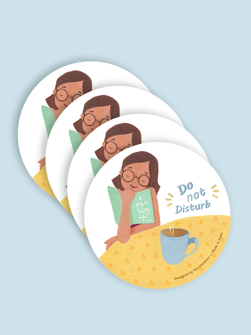 Coaster Set of 4 for Home Décor with Do not disturb design Coaster Set of 4 for Home Décor with Do not disturb design