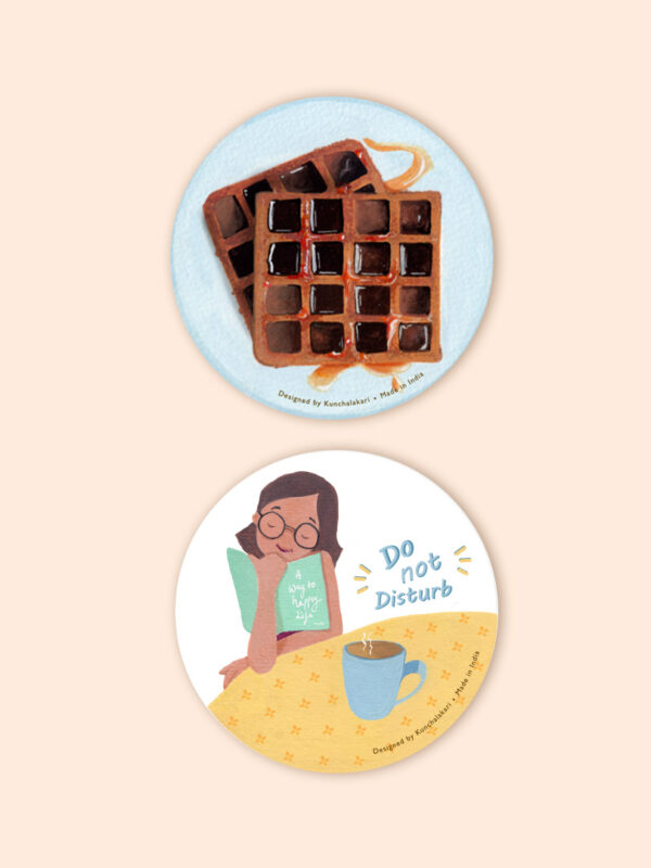 Coaster for Home Décor with Yummy Waffles and Do not disturb combo design