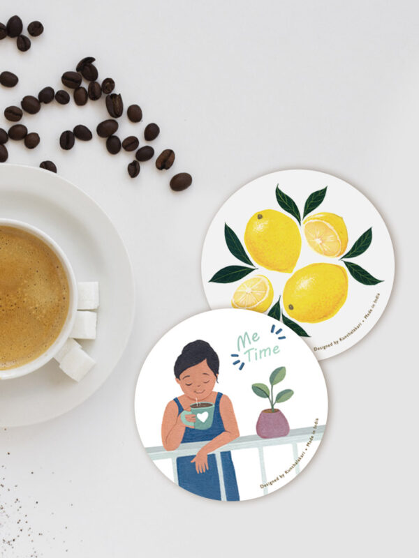 Coaster for Home Décor with Me Time and Fresh Lemon combo design