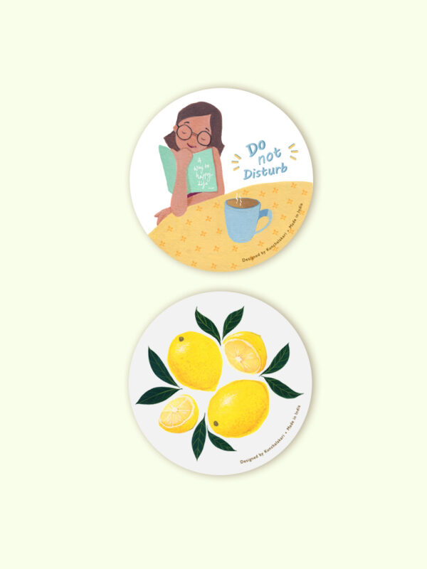 Coaster for Home Décor with Do not disturb and Fresh Lemon combo design