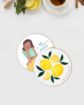 Coaster for Home Décor with Do not disturb and Fresh Lemon combo design